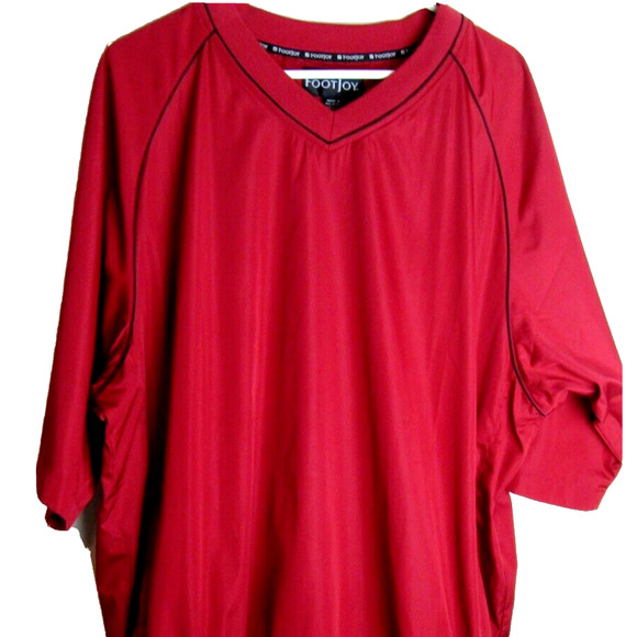 FootJoy Jacket Windbreaker Pullover XL Red Short Sleeve V Neck FJ Golf Logo - Picture 1 of 7